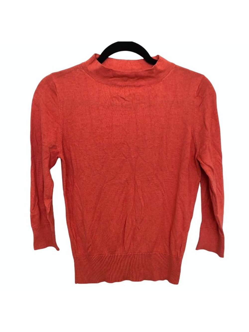 Ann Taylor Coral Mock Neck 3/4 Sleeve Top Medium